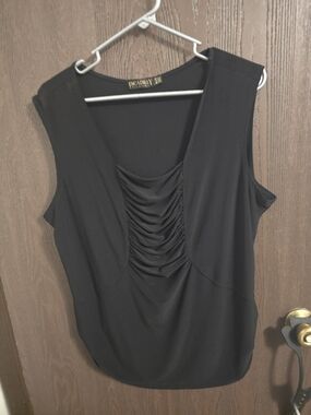 Picadilly Fashion Black Ruched Front Sleeveless Tank